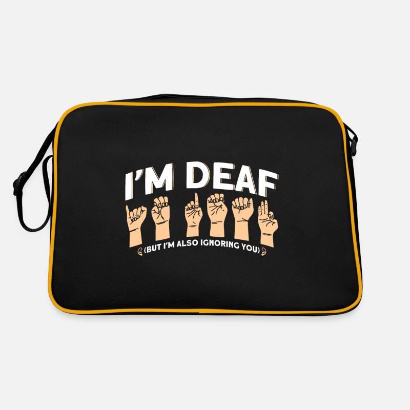 Hörgerät Gebärdensprache Gehörlose - Retro Tasche - Schwarz/Gold