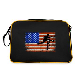 American Flag Hurdles Hurdling Hurdler Patriotic - Retro Bag - black/gold - Back
