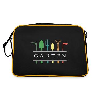 gärtner bunter schrebergarten gartenarbeit garten - Retro Tasche - Schwarz/Gold - Hinten