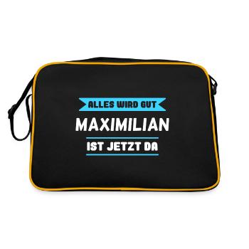 Maximilian Name Design für stolze Maximilians - Retro Tasche - Schwarz/Gold - Hinten