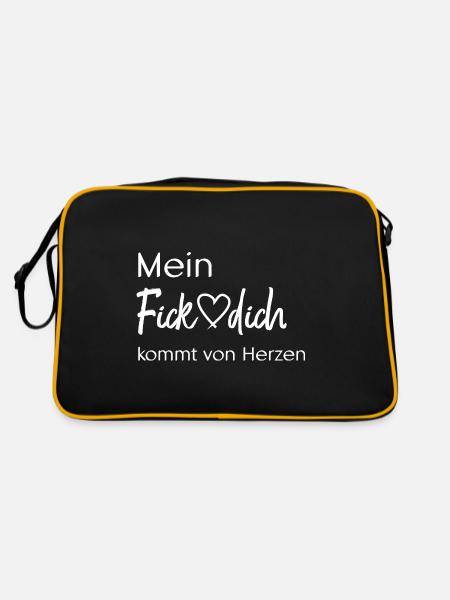Mein Fick dich kommt von Herzen - Retro Tasche - Schwarz/Gold - Hinten
