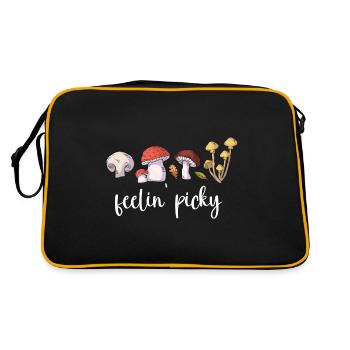 Pilzsammler Pilz Motiv für Pilzsucher - Retro Tasche - Schwarz/Gold - Hinten