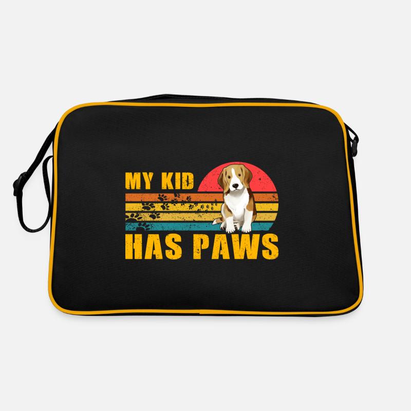 My Kid has paws Beagle - Retro Tasche - Schwarz/Gold