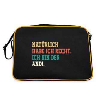 Andi Lustiger Spruch Vorname Name Andi - Retro Tasche - Schwarz/Gold - Hinten