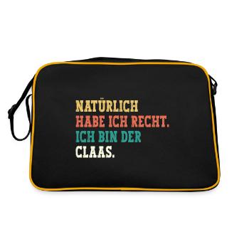 Claas Lustiger Spruch Vorname Name Claas - Retro Tasche - Schwarz/Gold - Hinten