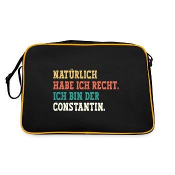 Constantin Lustiger Spruch Vorname Name Constantin - Retro Tasche - Schwarz/Gold - Hinten