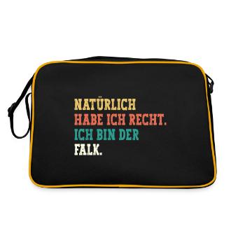Falk Lustiger Spruch Vorname Name Falk - Retro Tasche - Schwarz/Gold - Hinten