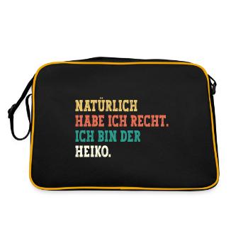 Heiko Lustiger Spruch Vorname Name Heiko - Retro Tasche - Schwarz/Gold - Hinten