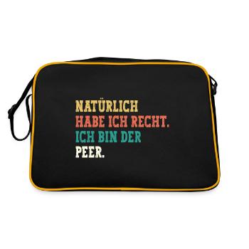 Peer Lustiger Spruch Vorname Name Peer - Retro Tasche - Schwarz/Gold - Hinten