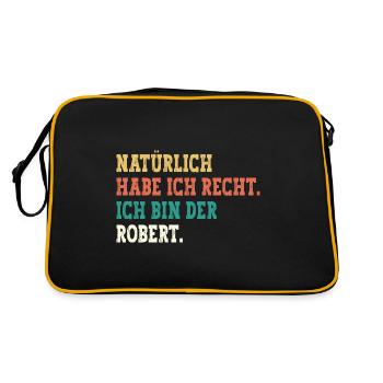 Robert Lustiger Spruch Vorname Name Robert - Retro Tasche - Schwarz/Gold - Hinten