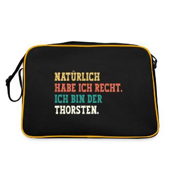 Thorsten Lustiger Spruch Vorname Name Thorsten - Retro Tasche - Schwarz/Gold - Hinten