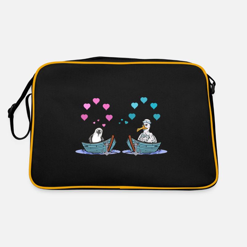 Mouettes bateau amour coeurs Saint-Valentin Romance Sac Retro