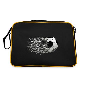 51 Fußball Ball fliegt Spritzer Splash Farbkleckse - Retro Tasche - Schwarz/Gold - Hinten