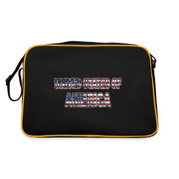 United States of America USA Schriftzug - Retro Tasche - Schwarz/Gold - Hinten