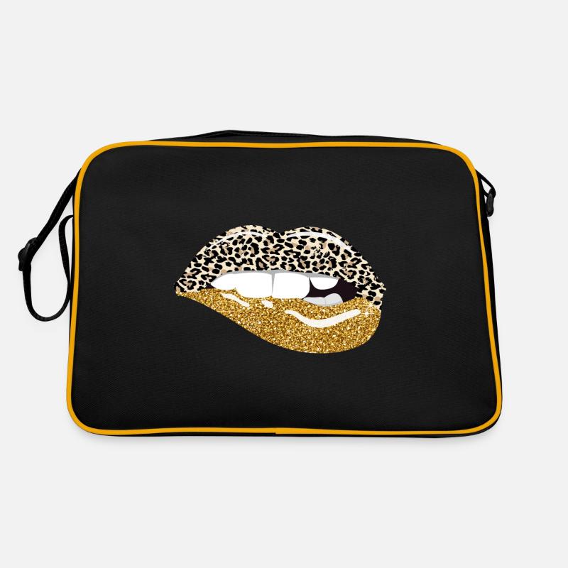 Lippen Kuss Leopard Print Retro Tasche