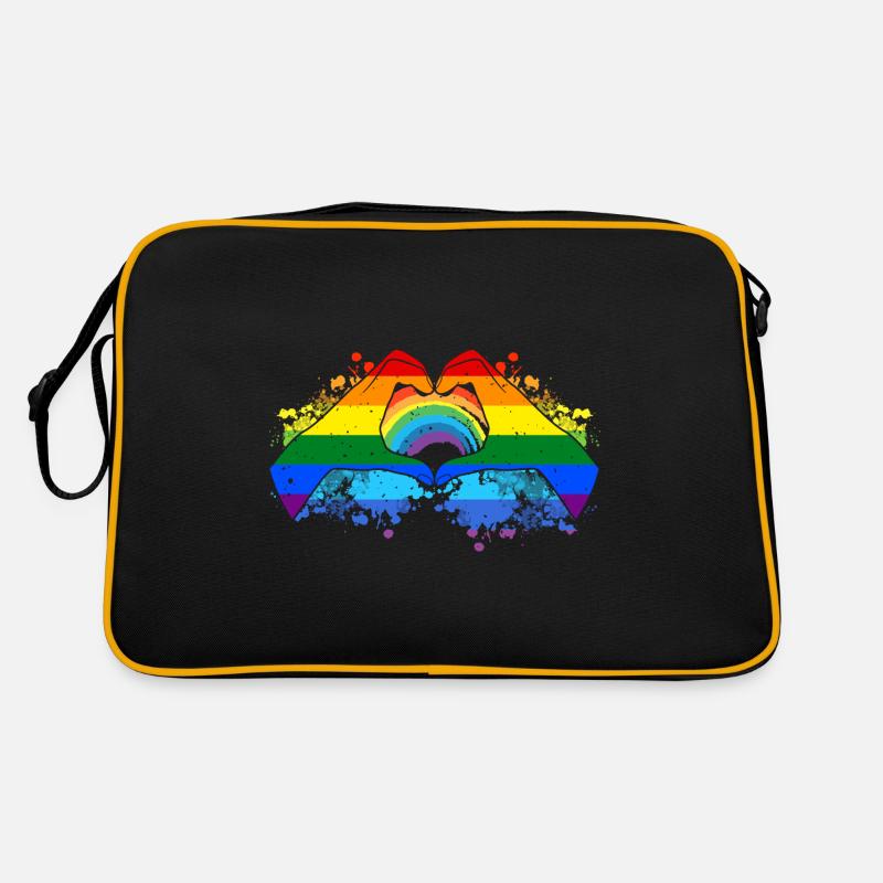 CSD LGBT Hands Shape Rainbow Heart Pride Sac Retro