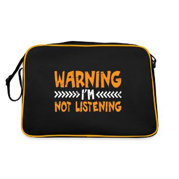 Warning I'm Not Listening 37 - Retro Tasche - Schwarz/Gold - Hinten