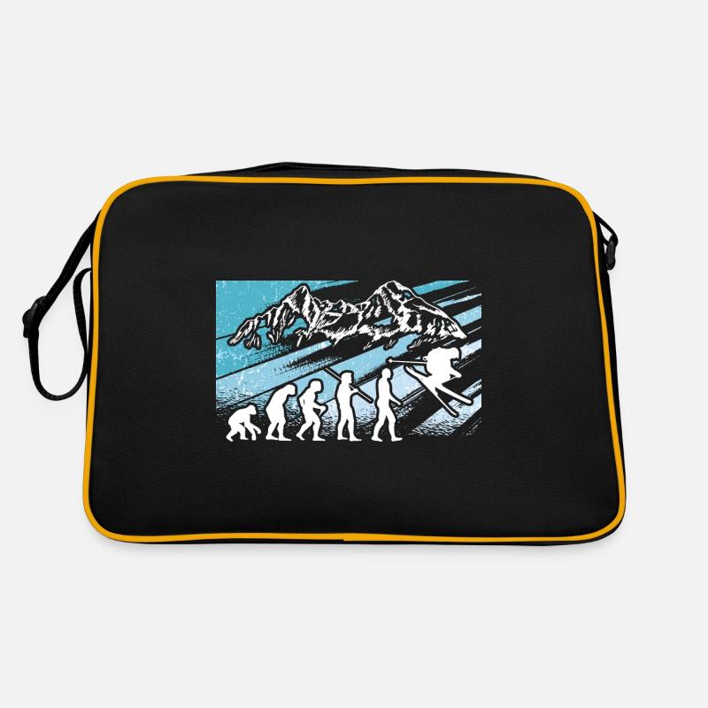 Skiing Evolution Vintag Winter Sport Ski - Retro Tasche - Schwarz/Gold