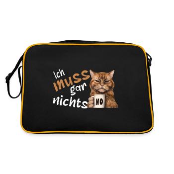 I don't have to do anything, funny German statemen - Retro Tasche - Schwarz/Gold - Hinten