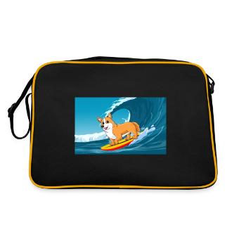 Cardigan Gallois Corgi Chien Surf Vagues de la Mer - Sac Retro - noir/or - Dos
