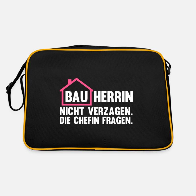 Baustelle Bauherrin - Retro Tasche - Schwarz/Gold