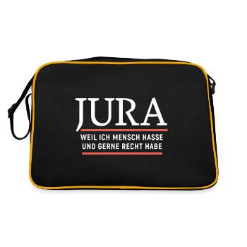 Jura - weil ich Menschen hasse und gerne Recht hab - Retro Tasche - Schwarz/Gold - Hinten