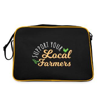 Unterstützen Sie Ihre lokalen Landwirte - Retro Tasche - Schwarz/Gold - Hinten