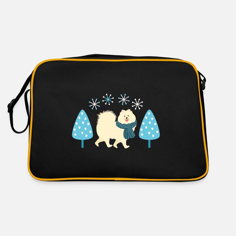 Cute Samoyed dog in Winter Retro Bag