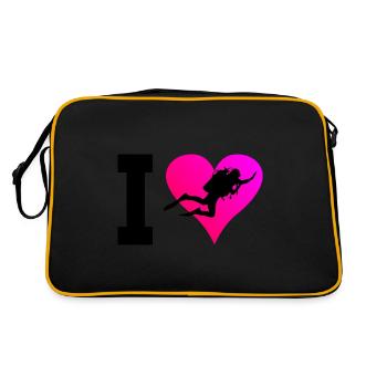 Scuba Tauchen Scuba Diver Free Dive Diver - Retro Tasche - Schwarz/Gold - Hinten