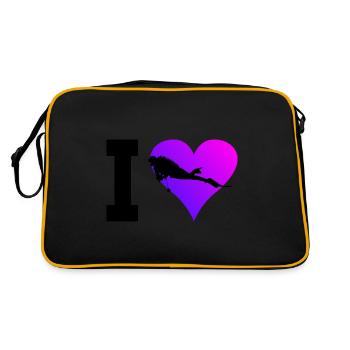 Diver Taucher Free Dive Damen Scuba Diver - Retro Tasche - Schwarz/Gold - Hinten