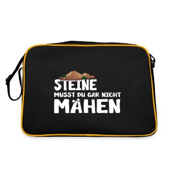 Garten Steingarten Gärtner Gartenarbeit - Retro Tasche - Schwarz/Gold - Hinten