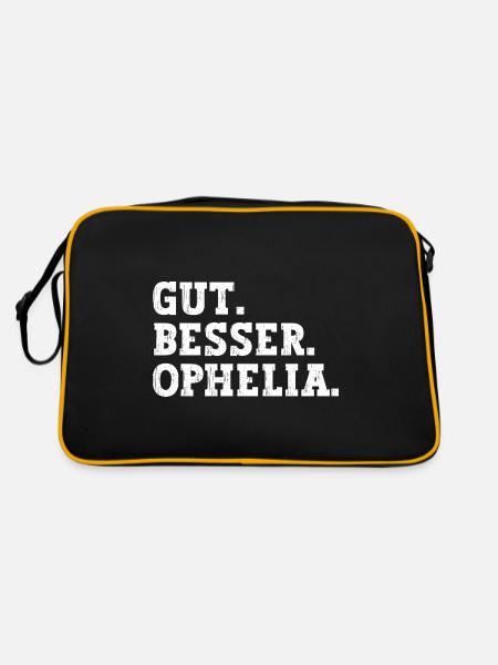 Gut Besser Ophelia Lustiger Spruch Name Ophelia - Retro Tasche - Schwarz/Gold - Hinten