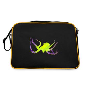 Krake neon - Retro Tasche - Schwarz/Gold - Hinten