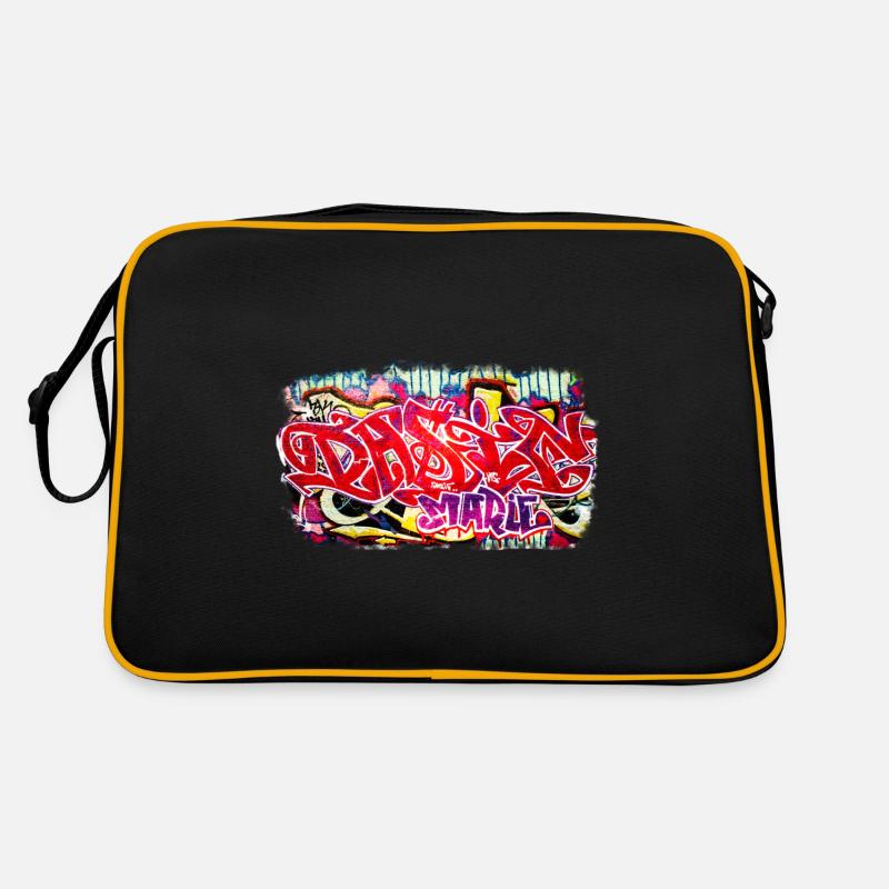 Berliner Mauer Graffiti Schrift - Retro Tasche - Schwarz/Gold