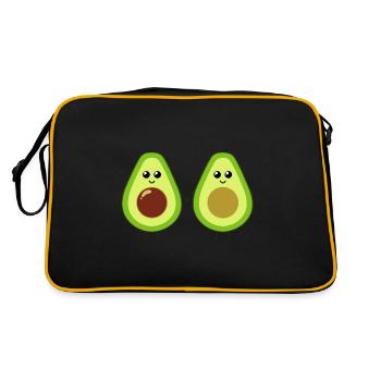 Cute Avocados holding hands - Retro Bag - black/gold - Back