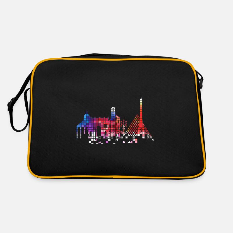 Paris Frankreich Stadt Skyline Pixel Bunt Retro Tasche