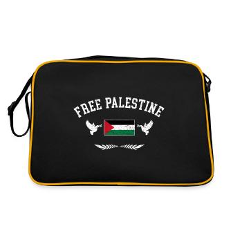 Free Palestine Freiheit Palästina Freies Palästina - Retro Tasche - Schwarz/Gold - Hinten