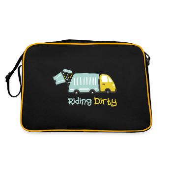 Fahren Mit Einem Schmutzigen Müllwagen - Retro Tasche - Schwarz/Gold - Hinten