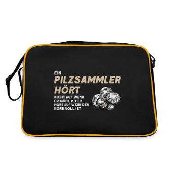 Pilze Pilzsammler Pilze Sammeln Geschenk - Retro Tasche - Schwarz/Gold - Hinten