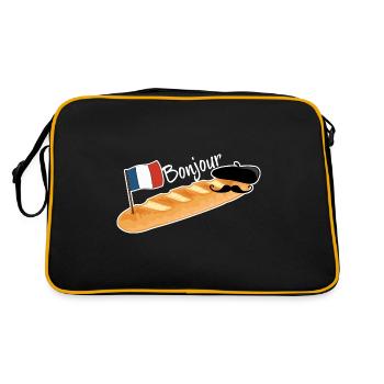 Bonjour - Baguette drôle Français - Sac Retro - noir/or - Dos