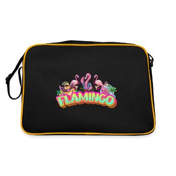 Flamant rose vacances d’été rose oiseau exotique coloré - Sac Retro - noir/or - Dos