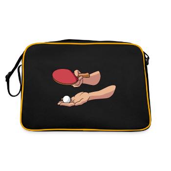 Aufschlag Tischtennisball Tischtennisspieler - Retro Tasche - Schwarz/Gold - Hinten