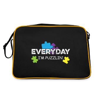 Alltäglich Puzzlin ' Verwirrende Person Geschenk - Retro Tasche - Schwarz/Gold - Hinten