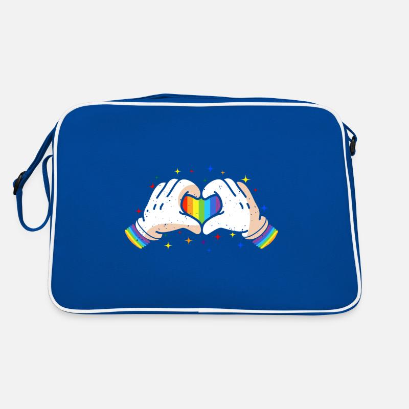 CSD LGBT Hände formen Regenbogen Herz Pride Retro Tasche