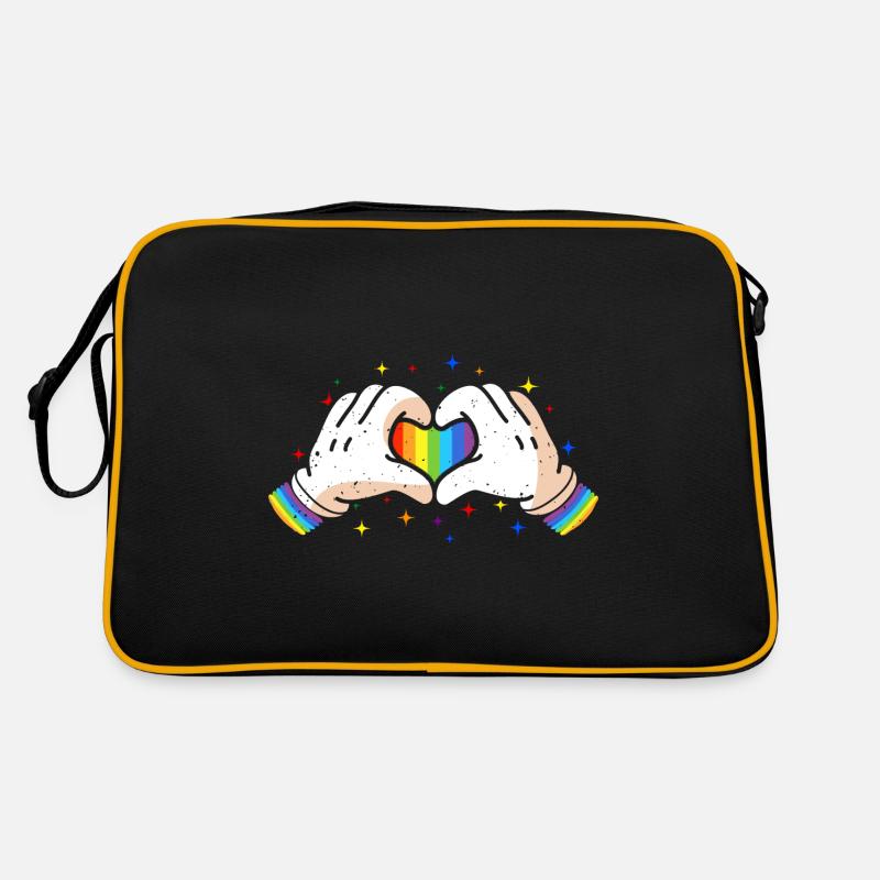 CSD LGBT Hands Shape Rainbow Heart Pride Sac Retro
