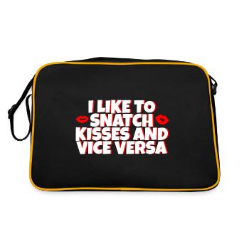 I Like To Snatch Kisses And Vice Versa 2 - Retro Tasche - Schwarz/Gold - Hinten