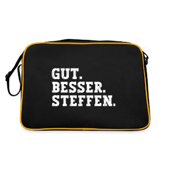Gut Besser Steffen Lustiger Spruch Name Steffen - Retro Tasche - Schwarz/Gold - Hinten