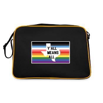 Y'all Means Y'all Flag für stolze LGBT+ Texaner - Retro Tasche - Schwarz/Gold - Hinten