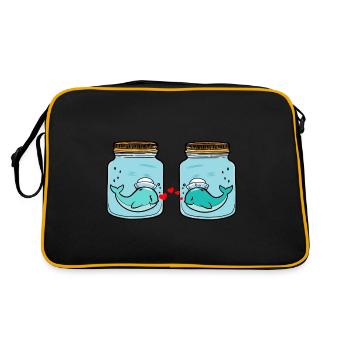 Whale Pisces Love Breakup Heartbreak Tears - Retro Bag - black/gold - Back