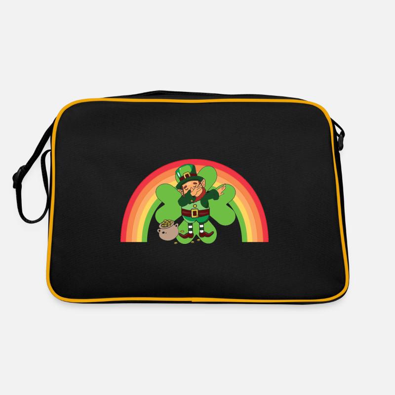 Irland Kobold Kleeblatt Saint Patrick’s Day - Retro Tasche - Schwarz/Gold
